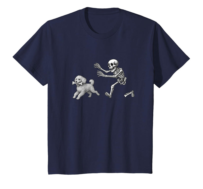 Funny Halloween Dog Lovers Gift Tees Skeleton Dogs Funny Skeleton Chasing Goldendoodle Dog Halloween Dogs Lover T-Shirt -