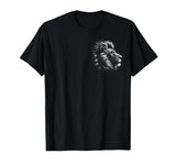 MyAnimal - Your Favourite Animal Wear Lion Head - Cool Portrait of a Proud Lion on Chest T-Shirt - Black