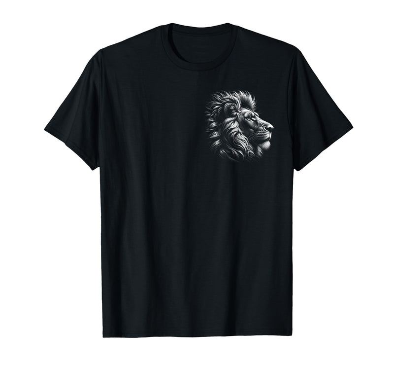 MyAnimal - Your Favourite Animal Wear Lion Head - Cool Portrait of a Proud Lion on Chest T-Shirt - Black