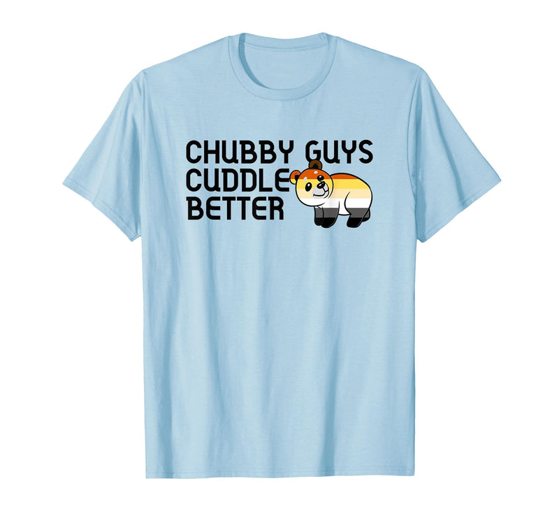 LGBTQ Pride Gifts Chubby Guys Cuddle Better Gay Bear Pride Couple Flag Love T-Shirt - Baby Blue
