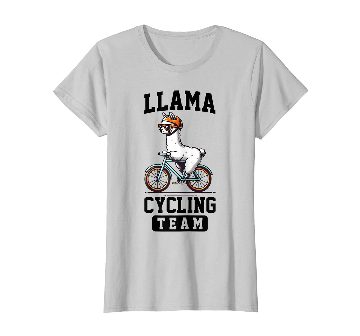Bicycle Riding Animals Co. Llama Cycling Team Riding Bicycle T-Shirt - Silver Grey