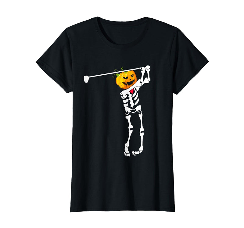 Funny Skeleton Golf Halloween Costume Golf Skeleton Pumpkin Halloween Shirt T-Shirt - Black