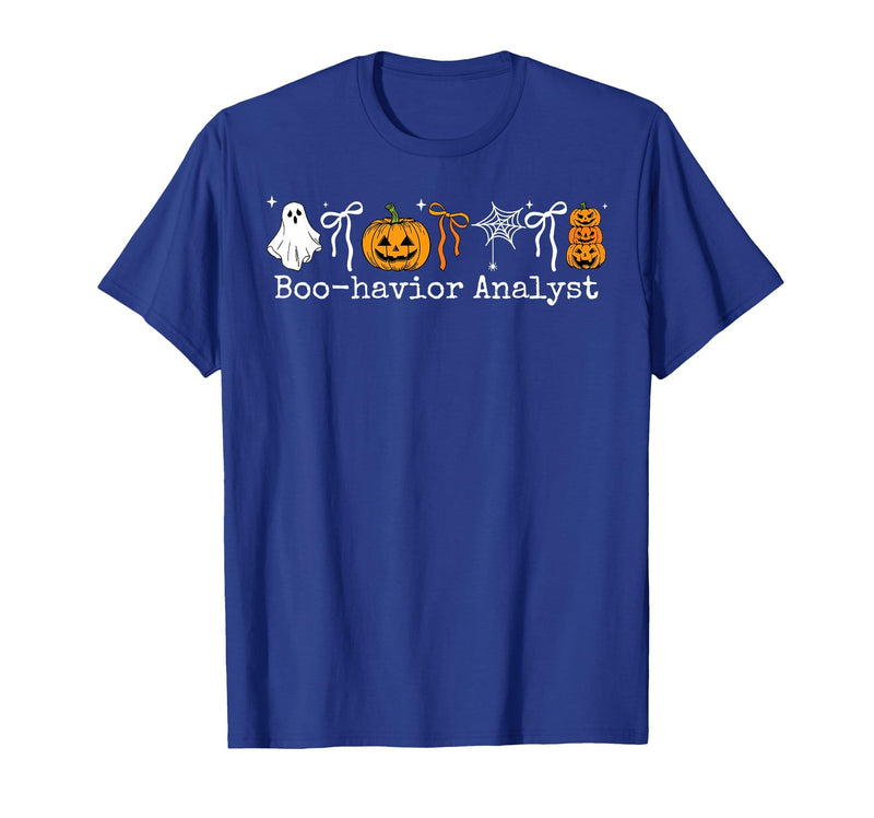 Behavior Analyst Halloween ABA Ghost Boo-havior Boo-Havior Analyst Pumpkin Ghost ABA Therapist Halloween T-Shirt - Royal Blue