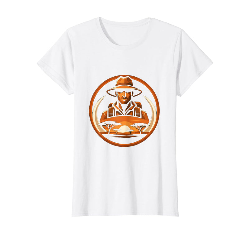 Mademark Safari Explorer Elephant Tusk Graphic Tee T-Shirt - Women - White