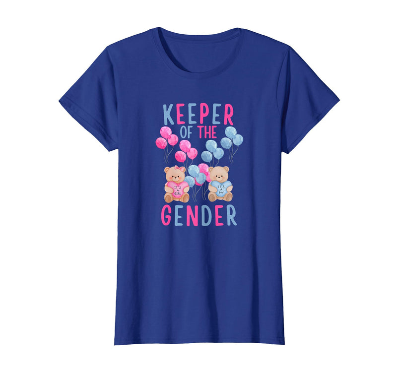 Gender Reveal Party Bear Designs Keeper of The Gender Reveal Party Gender Reveal Ideas T-Shirt - Royal Blue