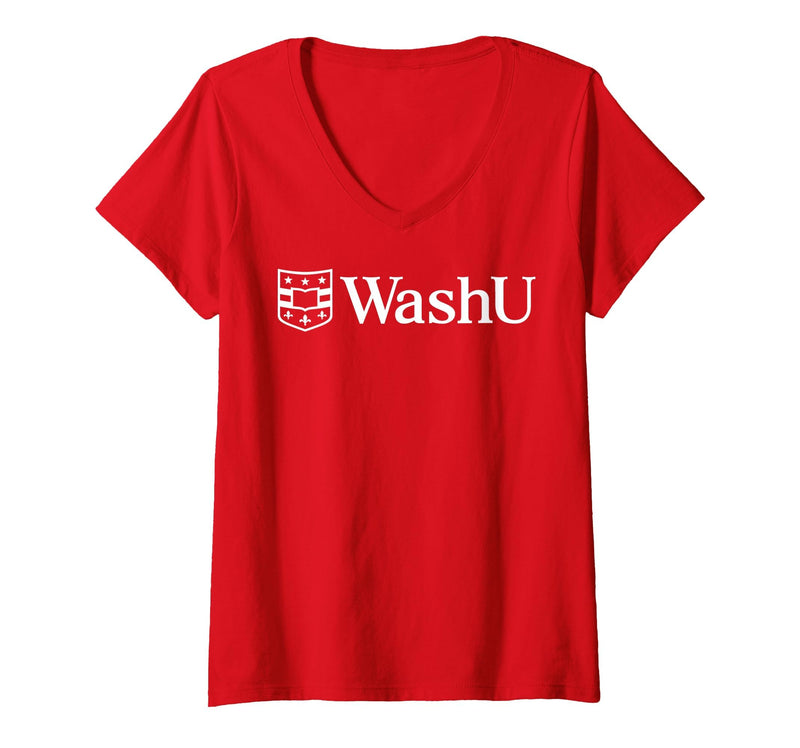Women's WashU Women's Icon Logo | Washington University in St. Louis V-Neck T-Shirt - Red