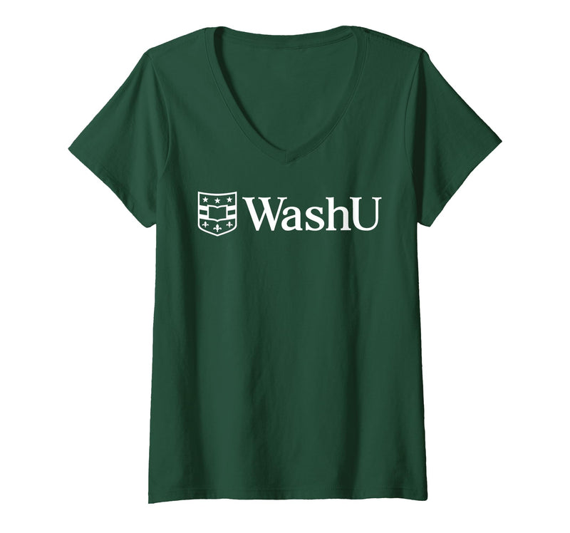 Women's WashU Women's Icon Logo | Washington University in St. Louis V-Neck T-Shirt - Dark Green