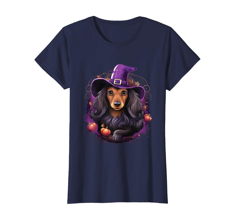 Dachshund Lovers Halloween Costume Cute Witch Funny Dachshund Halloween Costume Dog Lover T-Shirt - Navy Blue