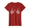 Halloween Tees for Women Men Kids Rocker Hand Sign Rock Skeleton Halloween Costume Men Women T-Shirt - Cranberry Red