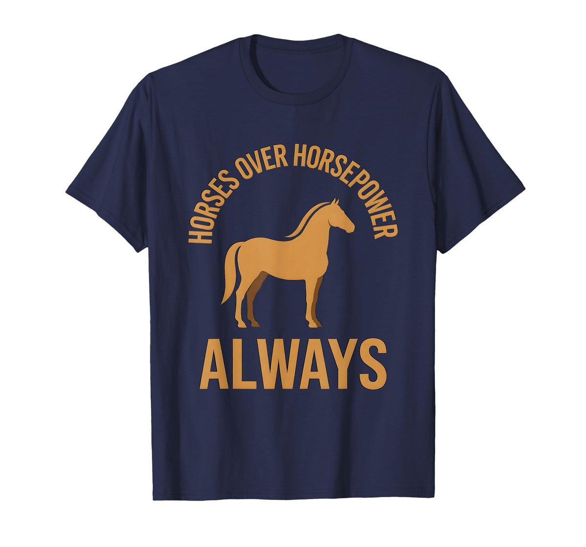 Mademark Horses Over Horsepower Always Equestrian Design T-Shirt - Men - Navy Blue