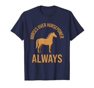 Mademark Horses Over Horsepower Always Equestrian Design T-Shirt - Men - Navy Blue