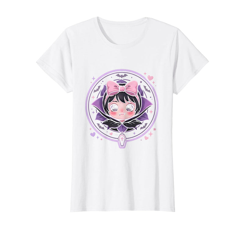 Mademark Women's Cute Vampire Girl Halloween Graphic Design T-Shirt - White