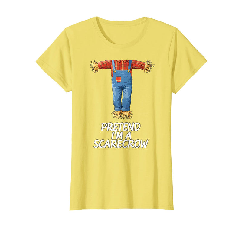 Humor Scarecrow Halloween Tees Pretend I'm A Scarecrow Halloween Costume T-Shirt - Lemon Yellow