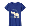 Mademark Elephant Spraying Water Raised Trunk Illustration T-Shirt - Women - Royal Blue