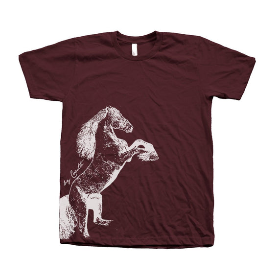 Couthclothing Men's Horse Crew Neck American Apparel T-Shirt - Truffle