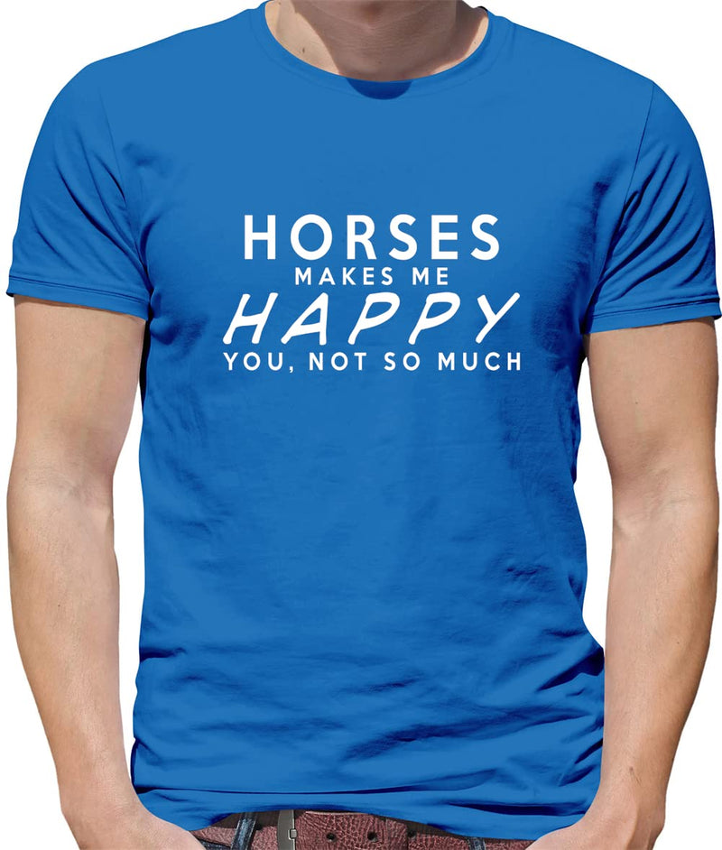 Dressdown Horses Makes Me Happy - Mens Premium Cotton T-Shirt - Royal Blue
