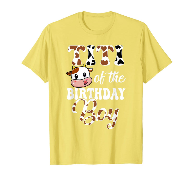 Titi of The Birthday Boy Cow Farm 1St Birthday Boy T-Shirt - Lemon Yellow
