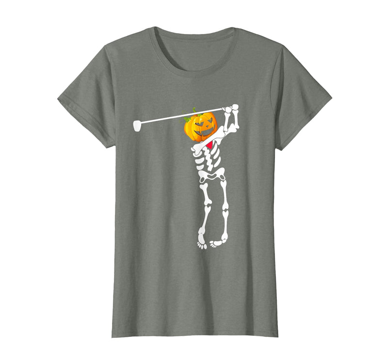 Funny Skeleton Golf Halloween Costume Golf Skeleton Pumpkin Halloween Shirt T-Shirt - Olive Heather
