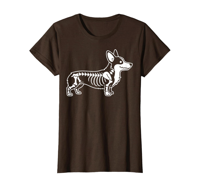 Halloween Corgi Skeleton Spooky Costume Corgi Skeleton Halloween T-Shirt - Brown