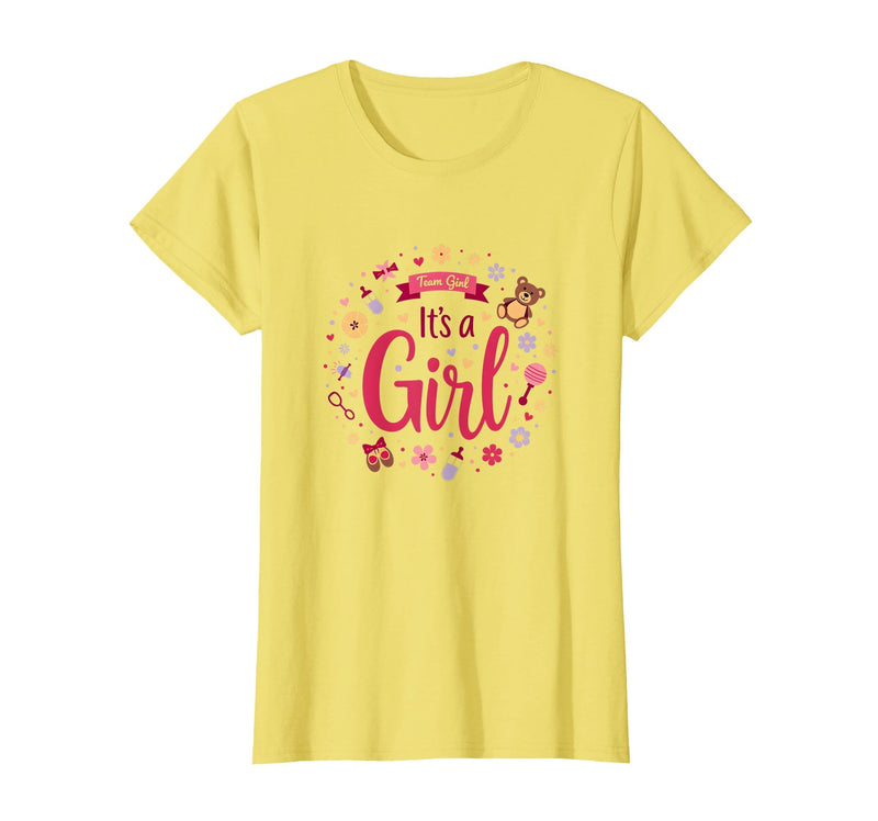 Mademark Team Girl Its a Girl Baby Shower Celebration T-Shirt - Lemon Yellow