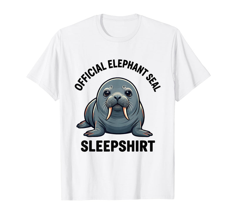 Mademark Official Elephant Seal Sleepshirt Cute Animal Humor T-Shirt - Men - White
