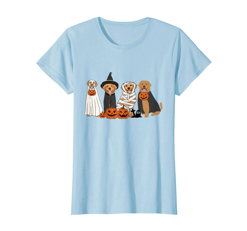 Golden Retriever Dog Ghost In Boo Sheet Women Men Funny Golden Retriever Dog Ghost in Boo Sheet Halloween T-Shirt - Baby Blue