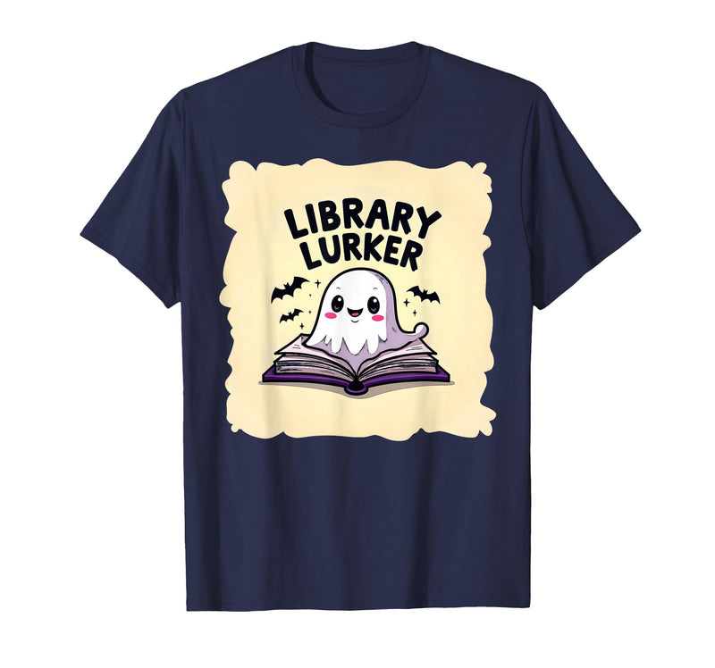 Mademark Ghost & Spirits - Ghost (99 Problems All) T-Shirt - Navy Blue-halloween Educational Library Lurker