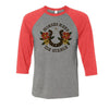 TeesAndTankYou Horses Keep Me Stable Three-Quarter Raglan Sleeve Baseball Shirt Unisex - Grey/Red