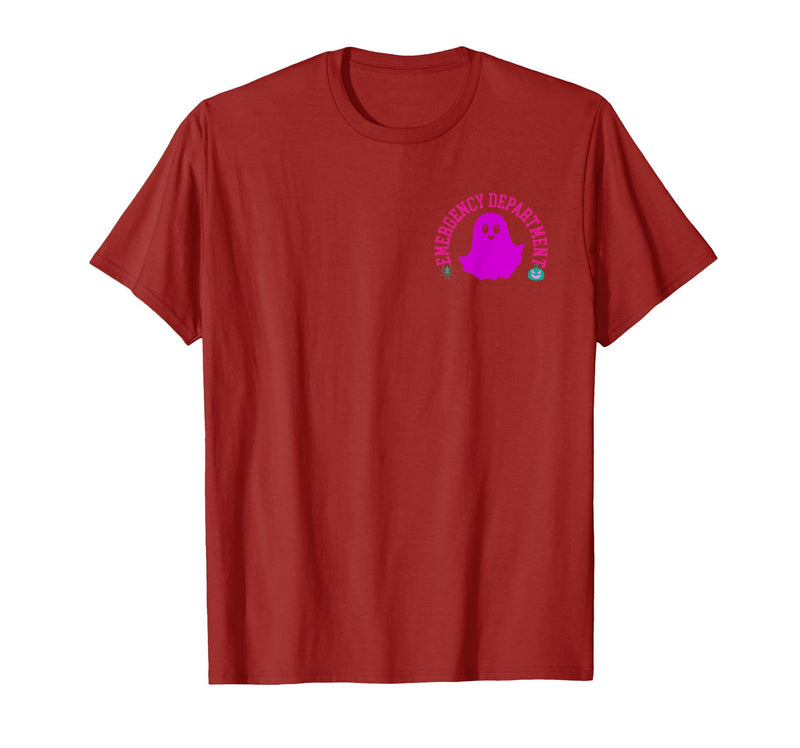 ER Nurse Halloween Pumpkin Emergency Department Spooky Emergency Department Ghost ER Nurse Halloween T-Shirt - Cranberry Red