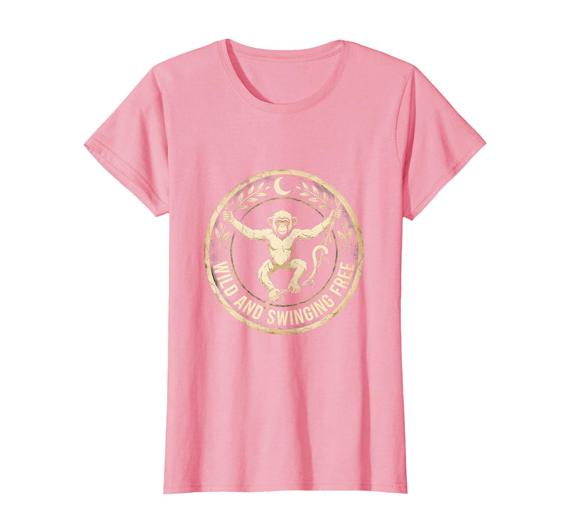 Mademark Wild and Swinging Free Monkey Graphic Design T-Shirt - Women - Pink