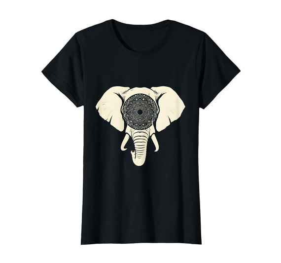 Mademark Elephant Head Ornate Mandala Illustration T-Shirt - Women - Black