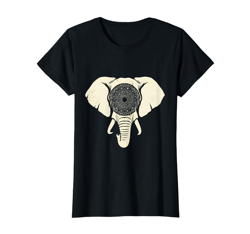 Mademark Elephant Head Ornate Mandala Illustration T-Shirt - Women - Black