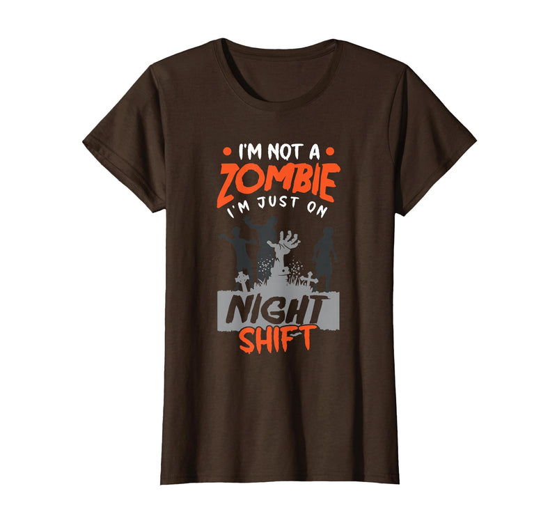 The Shift Worker - Night Shift Worker Design Night Shift Worker Halloween Funny Pun T-Shirt - Brown