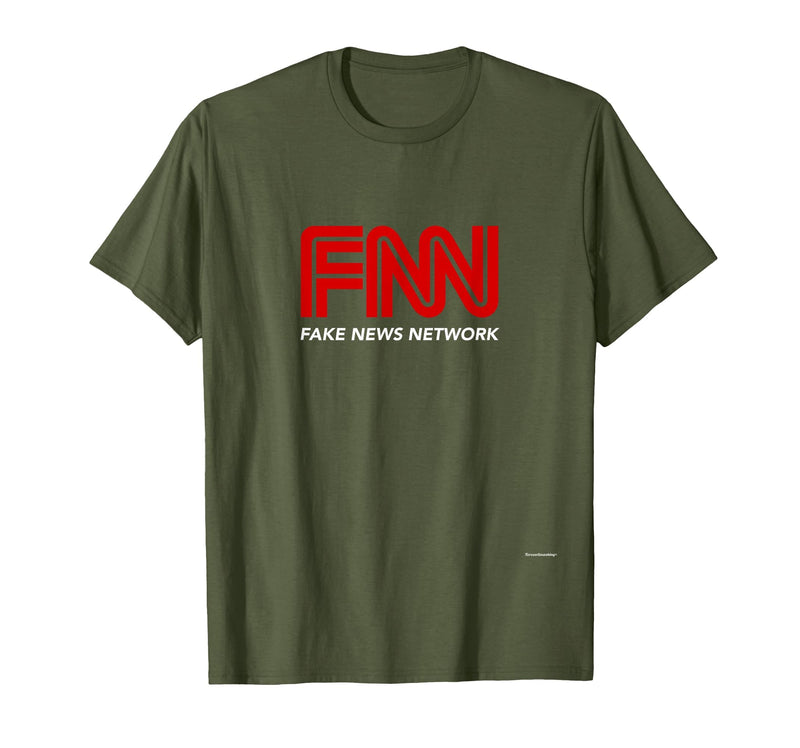 Fake News Network #fakenews Funny Trump Halloween Costume T-Shirt - Olive Green