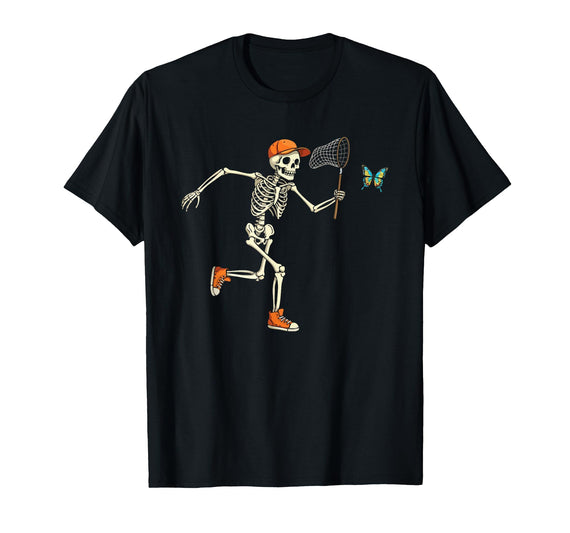 Butterfly Skeleton Halloween Costume Butterfly and Skeleton Halloween Funny for Men Boys Kids T-Shirt - As Pictured