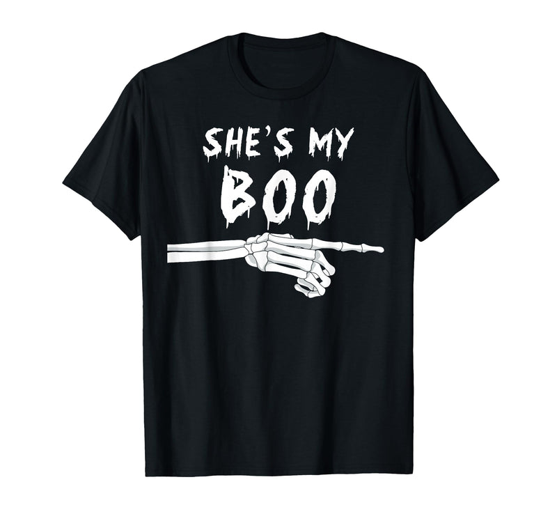 Miftees Matching Halloween Tees She's My Boo Matching Halloween Costume She's My Boo T-Shirt - Black