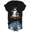 WQFQW Boo JEE 2026 Ghost Funny Halloween Leopard Print Ghost Shirt for Women - Black