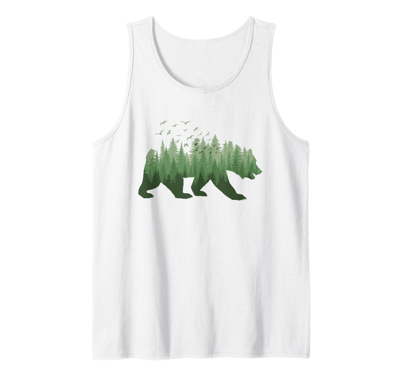Outdoor Nature Forest Animal Gifts Nature Forest Wildlife Trees Wild Animal Bear Tank Top - White
