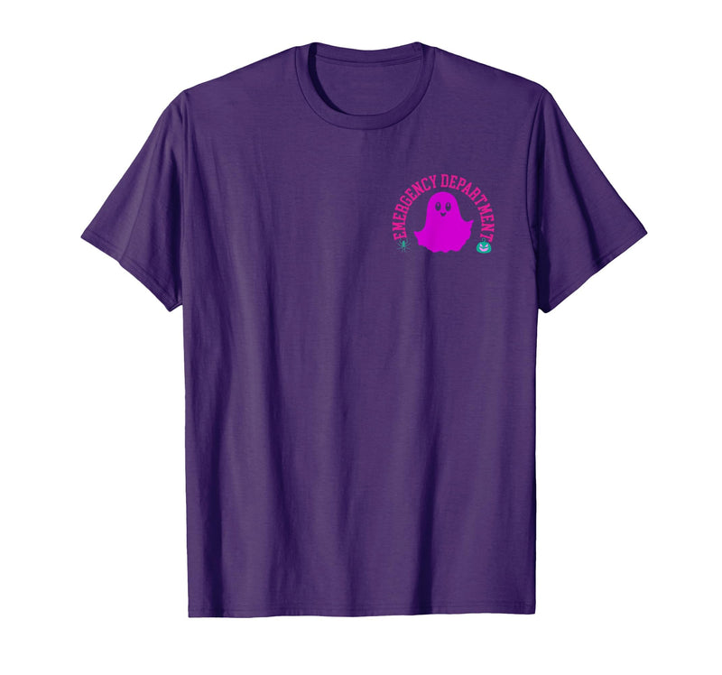 ER Nurse Halloween Pumpkin Emergency Department Spooky Emergency Department Ghost ER Nurse Halloween T-Shirt - Purple