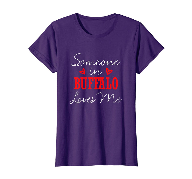 Long Distance Relationships Gifts Someone in Buffalo Loves Me Relationship Couple New York T-Shirt - Purple