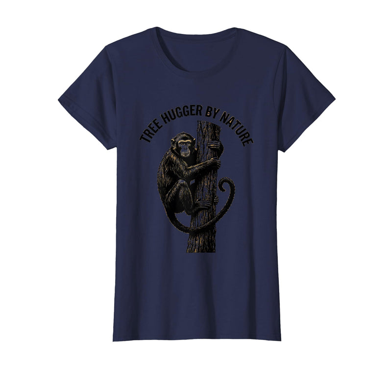 Mademark Tree Hugger By Nature Monkey Design T-Shirt - Women - Navy Blue