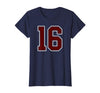 Maroon Number 16 Jersey Player Uniform #16 Gifts Maroon and White Number 16 Jersey Player Uniform #16 Fan T-Shirt - Navy Blue