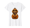 Funny Retro Maltipoo mom Halloween Spooky Cavapoo Pumpkin Halloween Doodle Dog Lover T-Shirt - White