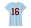 Maroon Number 16 Jersey Player Uniform #16 Gifts Maroon and White Number 16 Jersey Player Uniform #16 Fan T-Shirt - Baby Blue