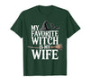 Cute Spooky Season Party Trick-or-treating Custume My Favorite Witch is My Wife Funny Halloween Husband Couple T-Shirt -
