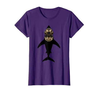 Shark in Vintage Deep Sea Diving Helmet T-Shirt