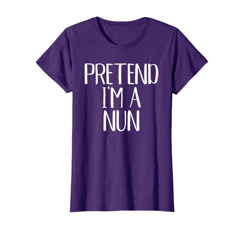 Funny Halloween Group Matching Costumes Idea Pretend I'm A Nun Costume Family Funny Halloween Party T-Shirt - Purple