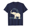 Mademark Elephant Spraying Water Raised Trunk Illustration T-Shirt - Men - Navy Blue