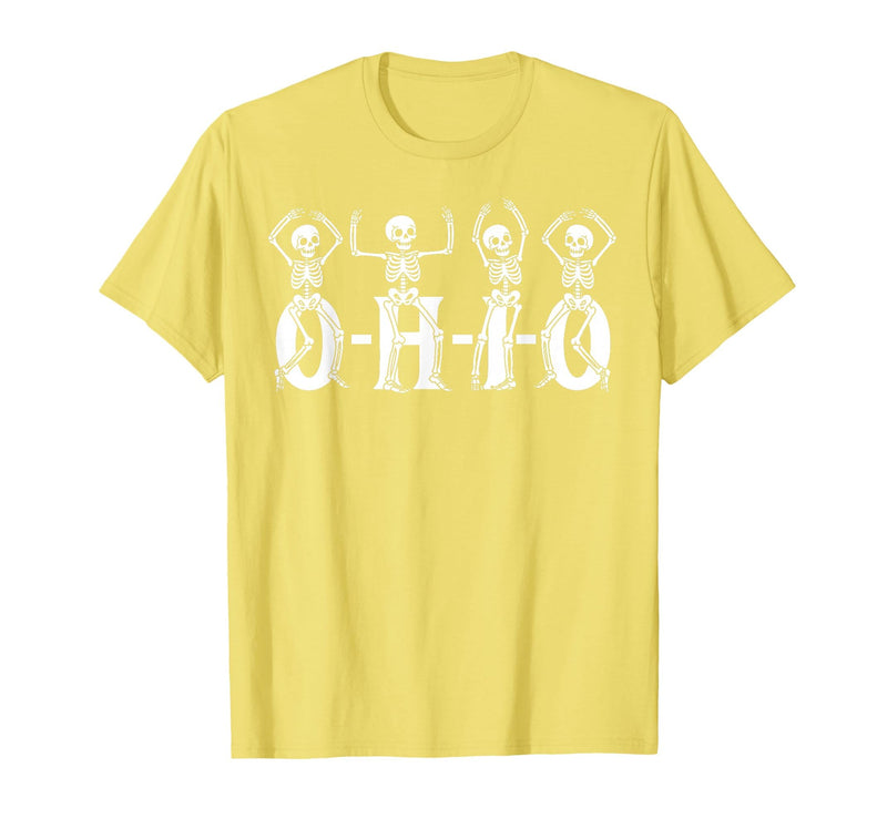 Funny O-H-I-O State Skeleton Halloween Funny O-H-I-O State Skeleton Ohio Halloween Vintage Vibe Fun T-Shirt - Lemon Yellow