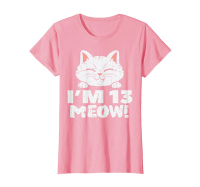 13th Birthday Shirts Teen Boys Girls 13 Bday Gift Im 13 Meow Cute Cat 13th Birthday Official Teenager Girls T-Shirt